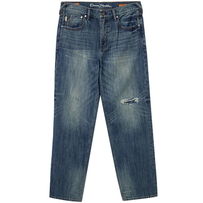 907杰克琼斯男装秋季新纯棉做旧磨破廓形牛仔裤阔腿裤长裤子男款