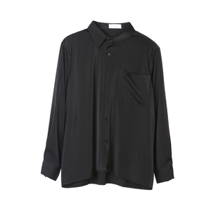 GENESISBOY 大牌感醋酸长袖衬衫男韩版ins缎面宽松时尚气质衬衣潮