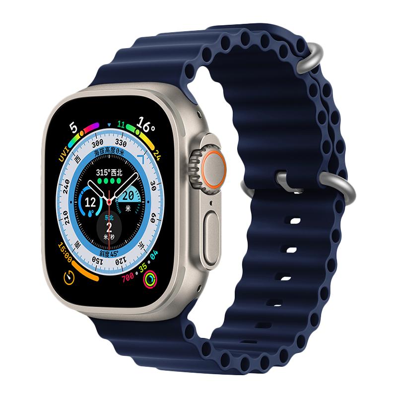 适用applewatch表带苹果s10手表iwatch9海洋ultra2液态硅胶7新款8腕带5女运动双色6代se男49mm高级感创意表带