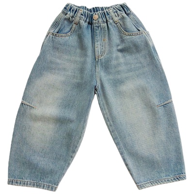 巨百搭~男童口袋刺绣软牛仔裤2026春季新款中小童宽松舒适裤子潮