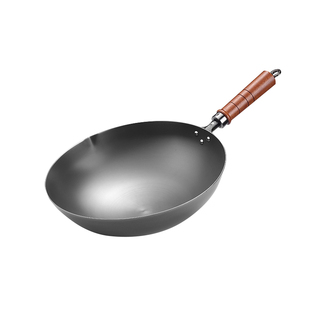 日本三本盛厨房家用纯钛炒锅无涂层纯钛锅炒菜锅家用圆底锅具