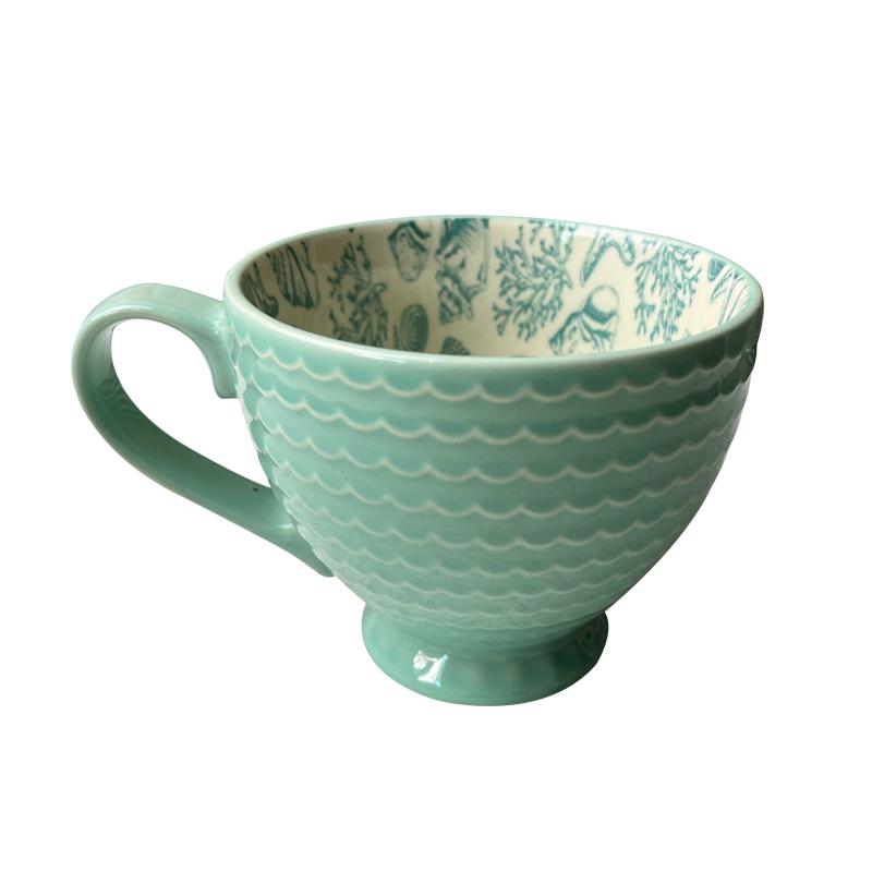 咖啡杯是浮雕手绘杯陶瓷小清新