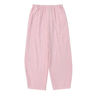 宜色家新款共笙弯月裤单裤子睡裤女100%纯棉双层纱透气柔软家居裤