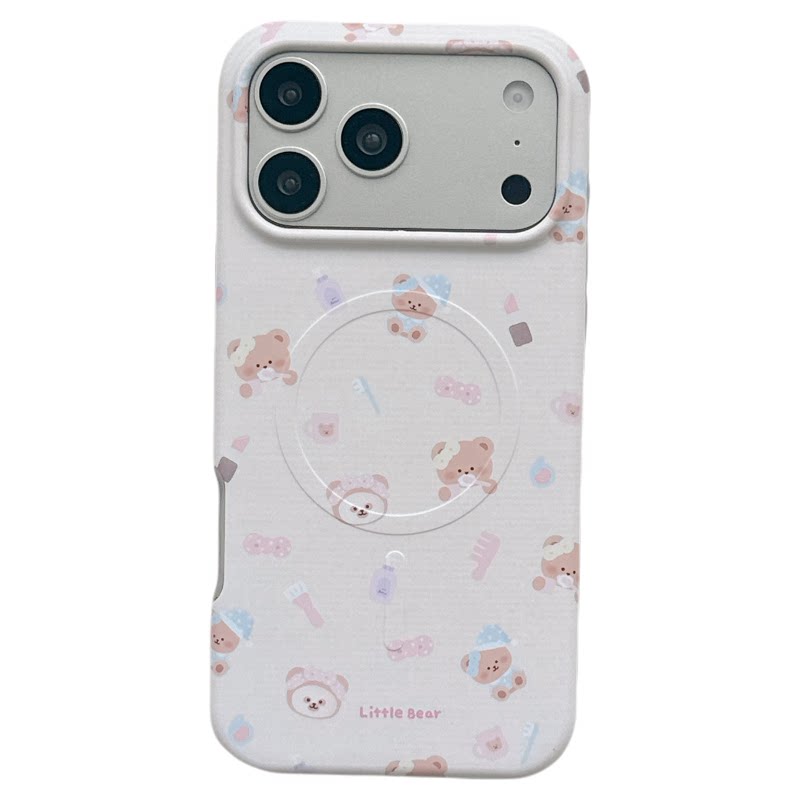 MoreRex萌系治愈面膜小熊磁吸支架适用苹果18手机壳iphone17promax新款18pro二合一15全包防摔保护套14女款16