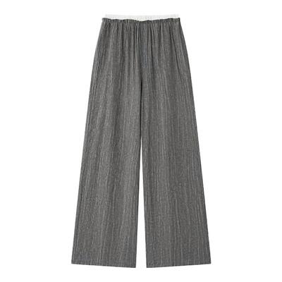 闲适老钱风』出口单！凉感篙级松弛撞色腰头轻薄透气阔腿休闲裤夏