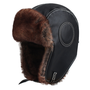飞行员皮质雷锋帽子女秋冬季加厚保暖毛绒护耳帽东北滑雪防寒帽男