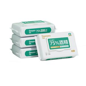 德佑75%酒精湿巾99.9%杀菌儿童专用家庭实惠装湿纸巾大包40抽24包