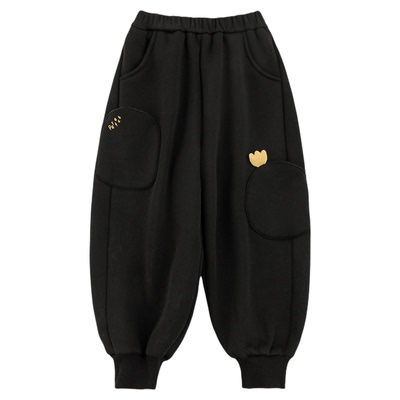 幼悠男童加绒加厚企鹅卫裤2025冬季童趣可爱软弹防风束脚休闲裤子