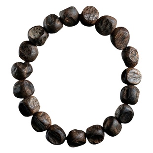 九分沉天然海南绿奇楠沉香手串乌身圆叶真品白棋楠手链随形方糖珠