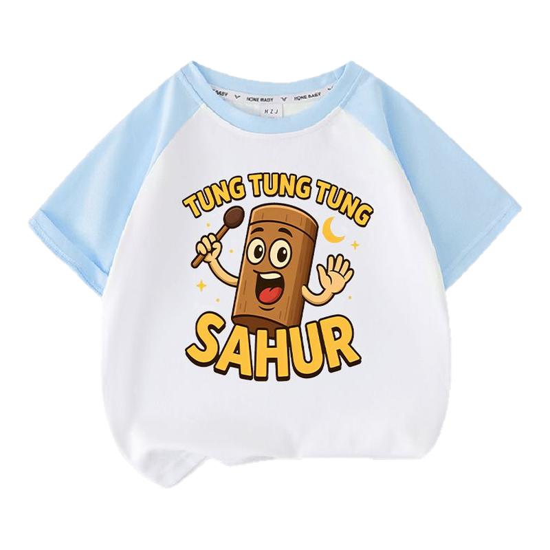 通通哥木棍人男童短袖t恤 Brainrot Animals纯棉夏装儿童半袖上衣