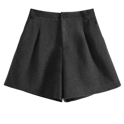 毛呢短裤女秋冬大码胖mm外穿显瘦