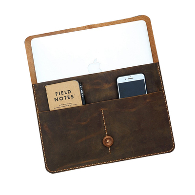 手工电脑包苹果牛皮带盖欧美疯马