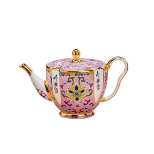 亮玉家用骨瓷珐琅彩茶壶凉水壶宫廷陶瓷高档咖啡壶大容量泡茶壶