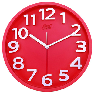 康巴丝14英寸圆形挂钟客厅立体卧室挂表静音时尚时钟个性现代创意