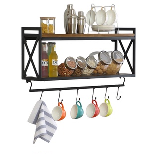 铁艺墙上置物架壁挂厨房调味料架多功能家用收纳架餐厅咖啡杯架子