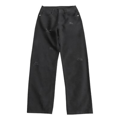 黑色牛仔裤男直筒宽松夏季长裤