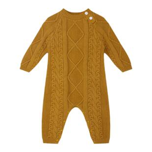 grandma系列 有机棉羊绒桂花目宝宝肩开连体衣爬服秋冬款保暖厚实