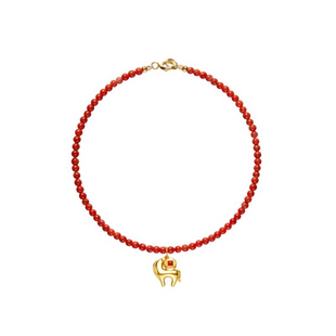 CIRCLE珠宝美寓系列马上有钱银镀金红玛瑙手链项链马年本命年礼物