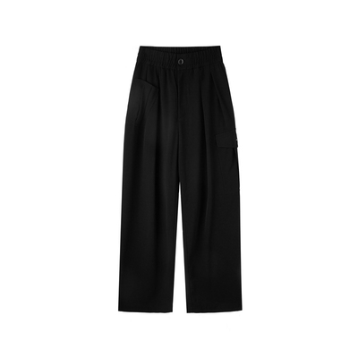 U/TI黑色设计感西装裤女装百搭简约直筒裤休闲裤尤缇2025春季新款