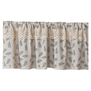 小草花美式乡村棉麻短帘门帘日式小碎花橄榄叶窗帘橱柜衣柜遮挡帘