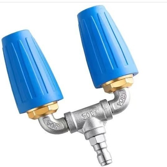 高压水枪旋转喷头红色铝合金搭三通不锈钢水管接头TIP1/4 4000PSI