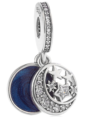 潘家珠子纯银手镯女星空滴胶吊坠