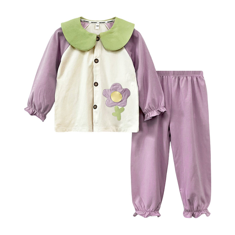 抗菌翻领棉氨中大童空调服套装
