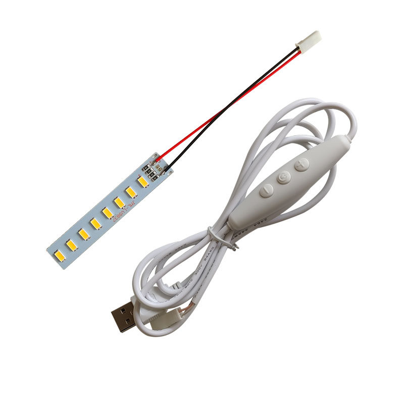 LED长条USB供电灯板4W长方形5V3.7V锂电池18650灯板led灯珠硬灯条