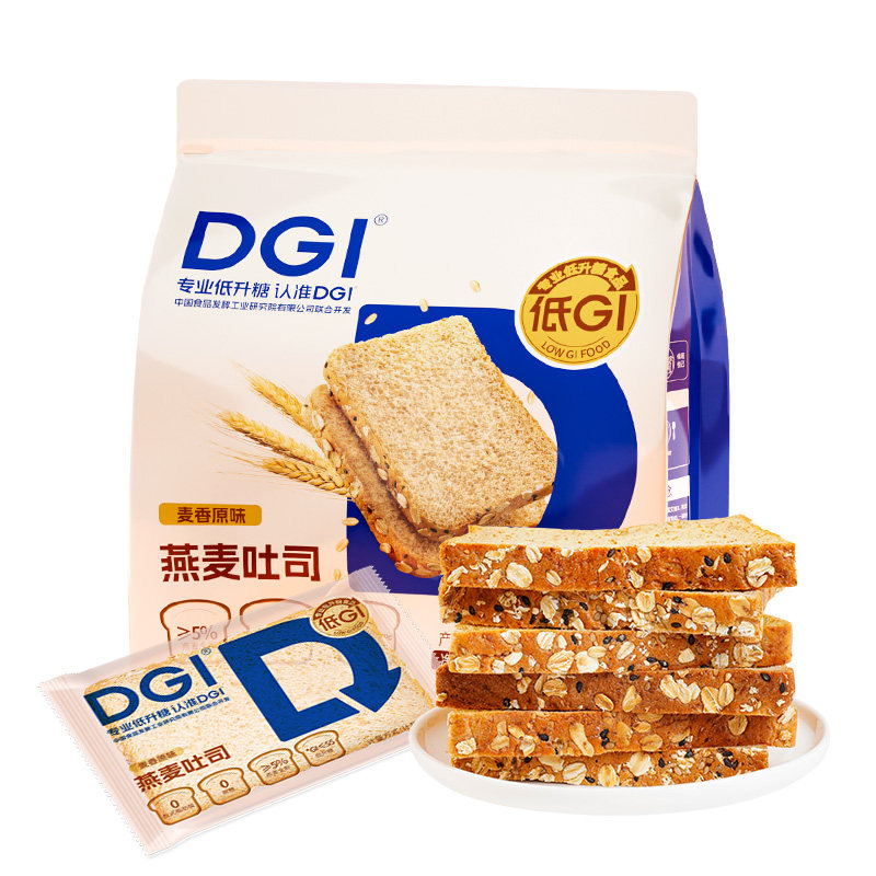 DGI吐司低GI全麦面包粗粮黑早餐0无糖精饱腹代餐控慢糖吐司零食品