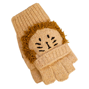 2019秋冬动物半截手套 女神可爱保暖针织两用翻盖半指手套女冬天