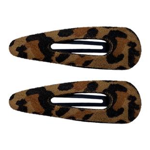 2只装 复古感麂皮绒豹纹水滴bb夹对夹 刘海夹侧边夹发夹发卡