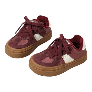 星期六童鞋女童加绒板鞋冬季新款复古百搭休闲鞋子儿童保暖运动鞋