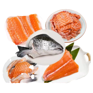 挪威三文鱼边角料大西洋鲑鱼新鲜三文鱼头鱼骨鱼排鱼尾鱼鳍鱼腩条