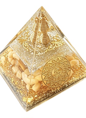 金字塔摆件天然黄玉石金属葫芦