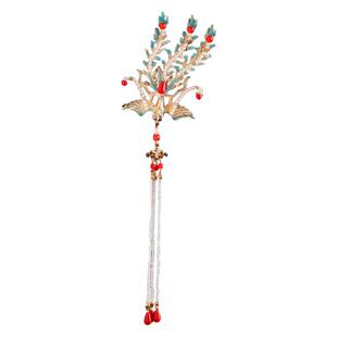 古风烧蓝凤流苏发梳女明制新中式步摇古风汉服唐风宋制发冠头饰品