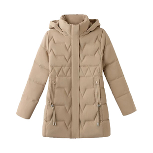 啄木鸟中长款棉衣女款爆款2025新款百搭棉服妈妈洋气冬装保暖棉袄