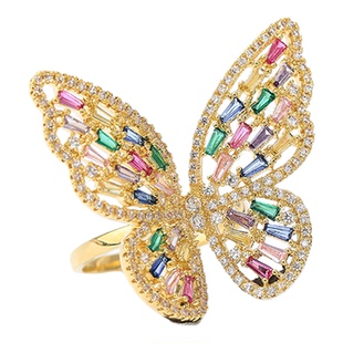 锆石大蝴蝶食指戒小众设计感戒指女气质夸张尾戒简约时尚开口戒