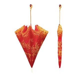 结婚红伞婚伞新娘伞婚庆中式出门红色婚礼伞陪嫁红雨伞轻奢出嫁伞