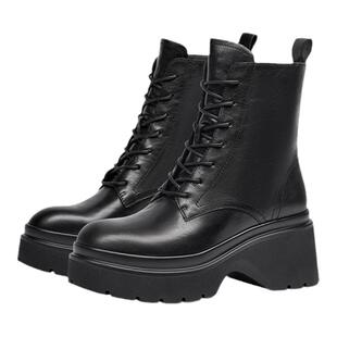 蹀愫秋冬季7.5厚底增高马丁靴加绒时髦女靴TA54714-53