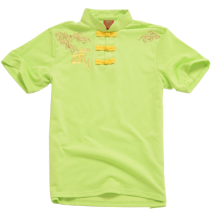 獬豸服饰中国扣云武中式T恤 武术太极儿童表演夏季男女刺绣短袖衫