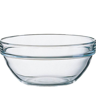 乐美雅 钢化玻璃碗沙拉碗透明大号圆形汤碗家用饭碗微波炉烘焙碗