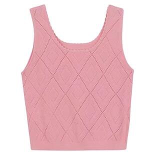 纪谜底新款2026夏季经典法式针织背心百搭亲肤U型领菱格提花内搭