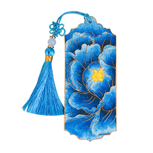 掐丝珐琅中国风书签研学文创非遗diy手工荷花书签景泰蓝小礼物