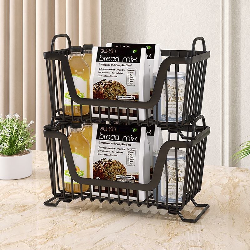 跨境热卖可叠加收纳篮 厨房用品台面多层置物架 蔬果零食收纳架子