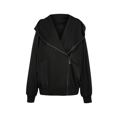 La pargay 【沉睡的巴黎】机车感宽松连帽外套 不对称 L75301303V