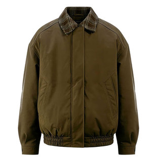 重头来过复古格纹美式翻领加厚休闲潮流外套秋冬季假两件外套棉服