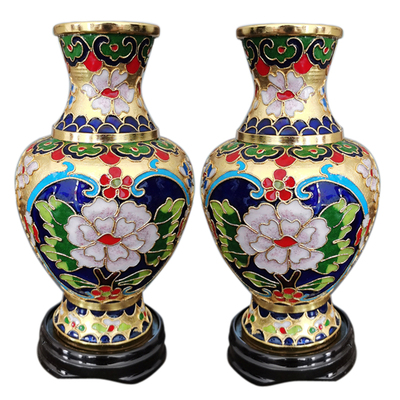 北京景泰蓝花瓶金地铜