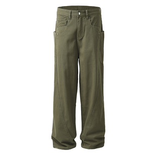 美式复古美拉德弯刀裤男设计感工装牛仔裤秋冬新款裤子直筒休闲裤