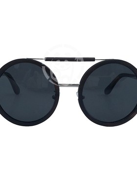 墨镜黑檀木圆形框复古风太阳眼镜