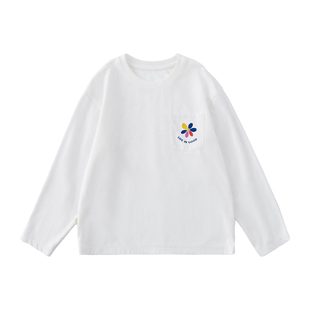 cicochild 26年春款中大女童百搭套头衫凉感抑菌印花贴袋长袖T恤